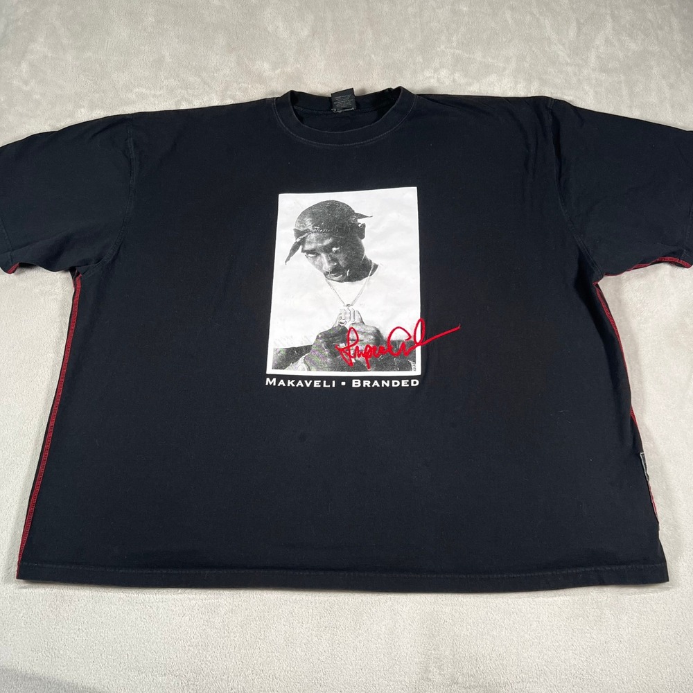 Makaveli Branded Tupac 2Pac T-Shirt Men's 4XL Black Red Stitch Graphic Quote Tee